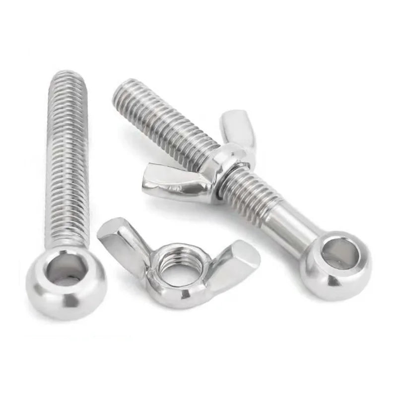 HKM-066515 Stainless Steel Lifting Eye Bolts with Wing Nuts - M8 M10, SS 304 and 316L