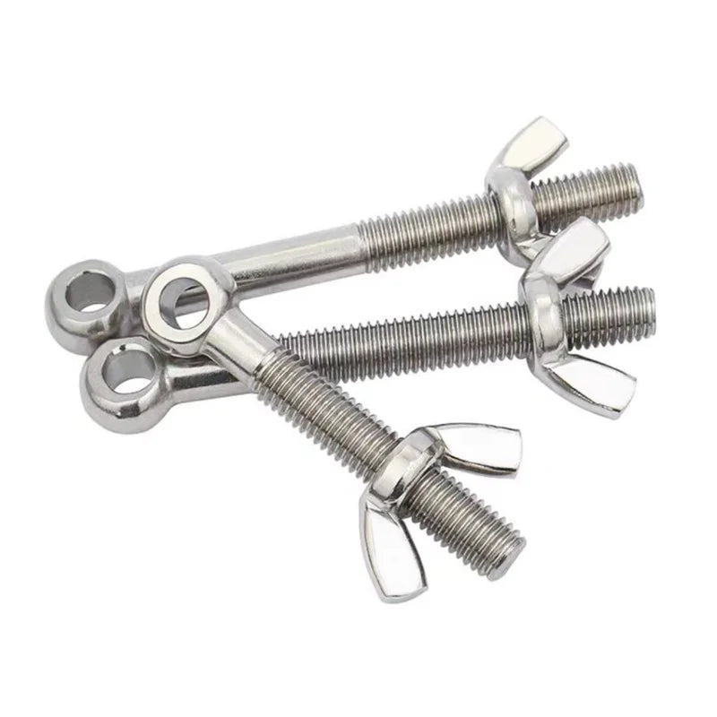 HKM-066515 Stainless Steel Lifting Eye Bolts with Wing Nuts - M8 M10, SS 304 and 316L