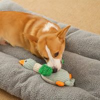 HKM-0665789 Sound Plush Toy for Dogs - Stress Relief and Bite Resistant, Available in Green, Brown, and Gray Geese