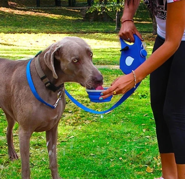 HKM-0665917 Pet Traction Rope with Waste Bag Dispenser, Water Bottle Holder, and Foldable Bowl