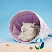HKM-0666173 Enclosed Four-Season Sequined Mermaid Cat Bed - 100% Polyester, Medium Size 85*50*20cm