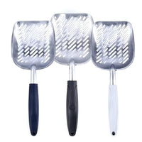 HKM-066643 Large Aluminum Alloy Cat Litter Shovel - Durable, Lightweight, Ergonomic Design, Gray/Black Color, 36x15.5x15.5x13.5cm