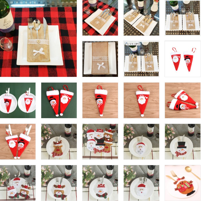 HKM-066771 Festive Christmas Knife and Fork Set - Fabric, Multiple Sizes Available, 1 to 6 Pieces