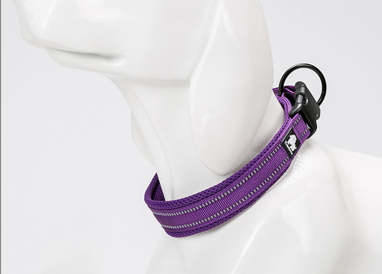 HKM-0668093 Adjustable Reflective Nylon Dog Collar for Outdoor and Indoor Use