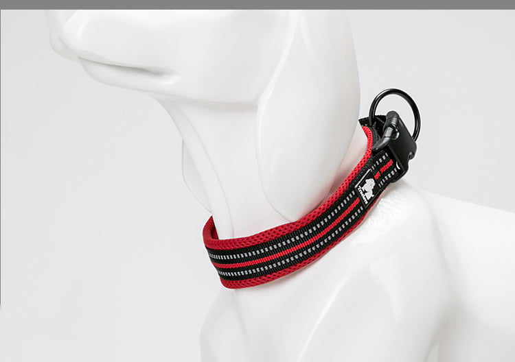 HKM-0668093 Adjustable Reflective Nylon Dog Collar for Outdoor and Indoor Use