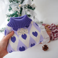 HKM-0669885 Cozy Love Rhombus Sweater for Cats – Pomegranate Red & Raspberry Purple Options