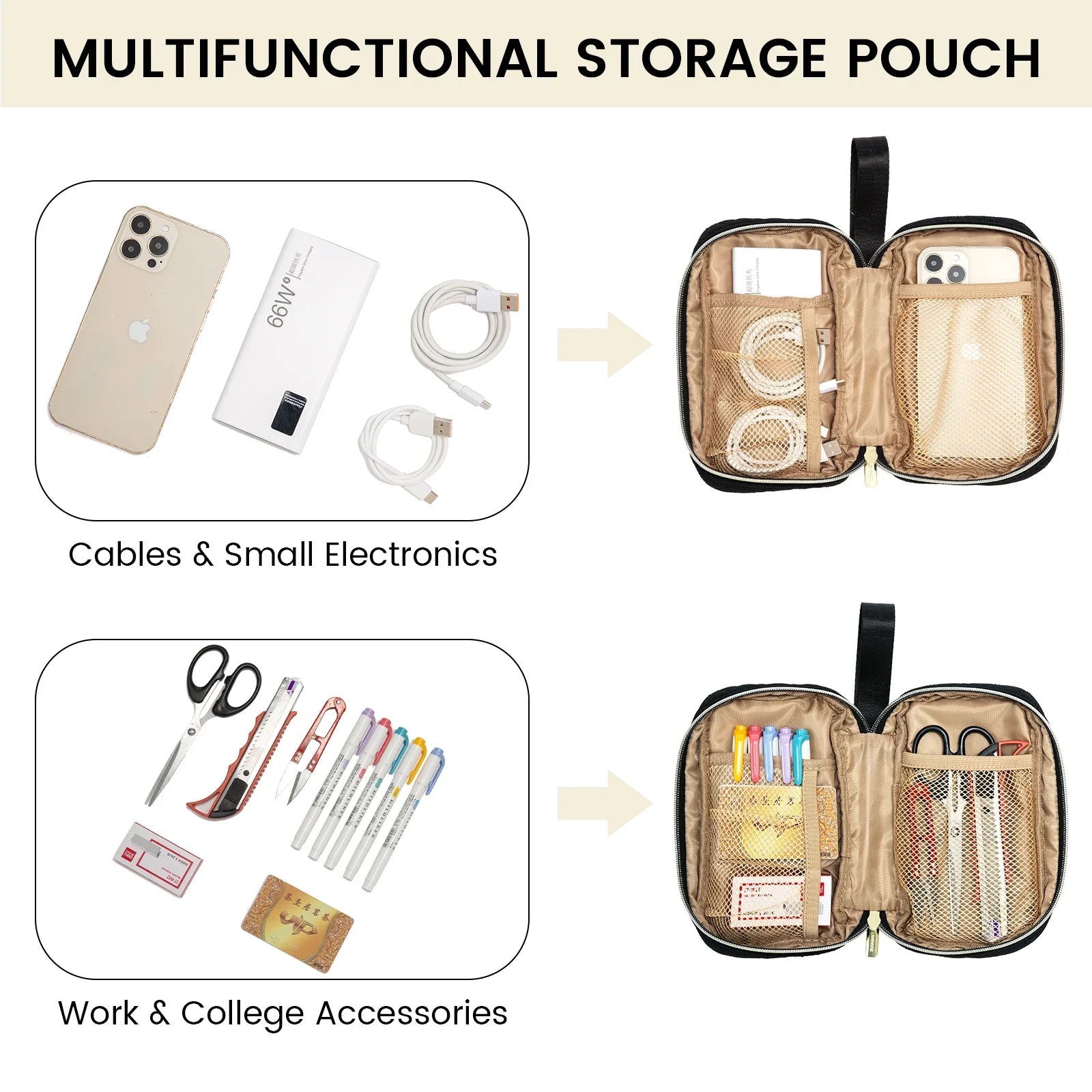 HKM-067027 Waterproof Quilted Work Tote Bag for 15.6 Inch Laptop with Clutch - Lightweight Computer Travel Shoulder Purse