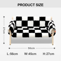 HKM-0670525 Stylish Raised Cat Bed with Wooden Legs, Removable Washable Cover, and Soft Checkerboard Design for Indoor Use