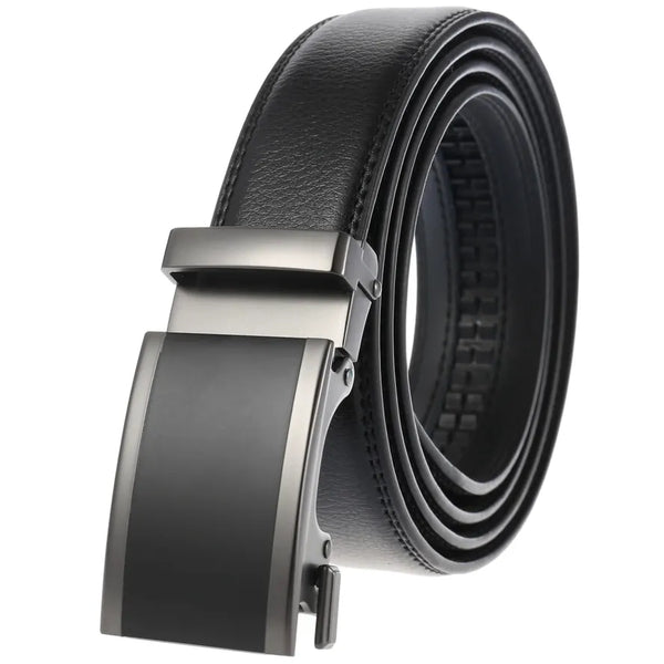 HKM-067347 Genuine Leather Men's Automatic Buckle Belt with Unique Design
