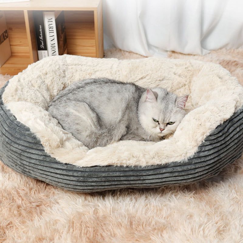 HKM-0675901 Cozy Oval Plush Nest Mat for Cats and Dogs - Available in Three Sizes