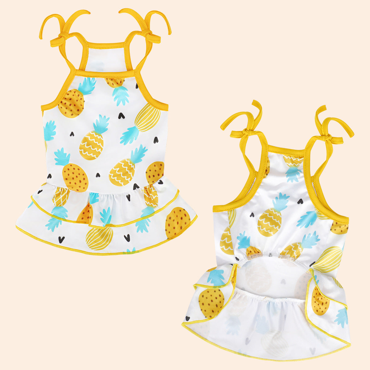 HKM-0676413 Pet Clothing with Sunflower and Pineapple Prints, Breathable Milk Silk Fabric, XS to XL Sizes