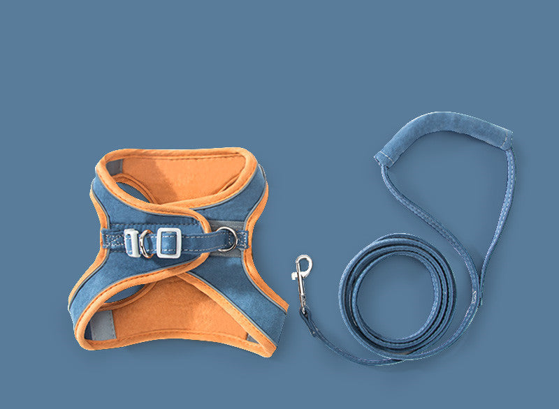 HKM-0676925 Adjustable Cat Traction Rope Chest Strap with Reflective Design for Small to Medium Pets