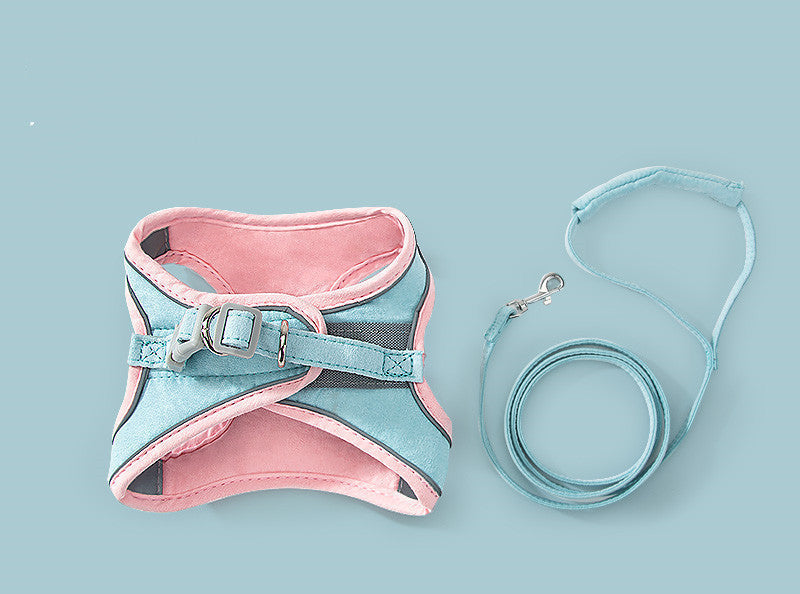 HKM-0676925 Adjustable Cat Traction Rope Chest Strap with Reflective Design for Small to Medium Pets
