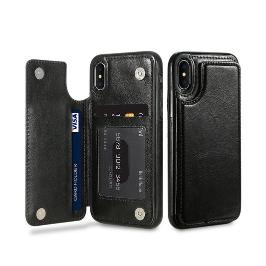 HKM-067731 Universal Phone Case with Card Slots for Multiple Models – Simple PU Back Cover in Various Colors