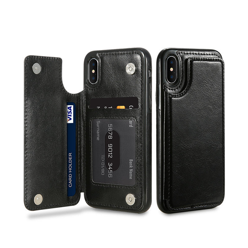 HKM-067731 Universal Phone Case with Card Slots for Multiple Models – Simple PU Back Cover in Various Colors
