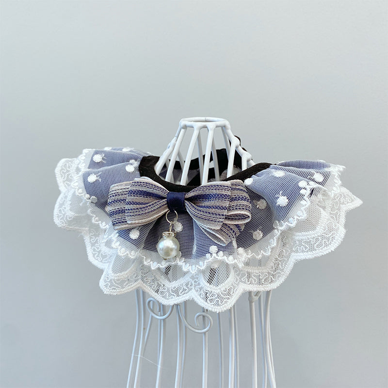 HKM-0679869 Stylish Triangular Pet Scarf with Bow for Cats and Dogs in Blue