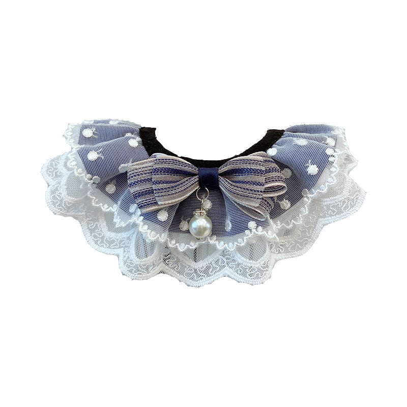 HKM-0679869 Stylish Triangular Pet Scarf with Bow for Cats and Dogs in Blue