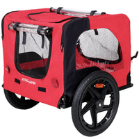 HKM-0681277 Foldable Pet Bicycle Trailer with Reflectors for Small and Large Dogs - Adjustable, Weather-Resistant Design