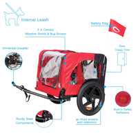 HKM-0681277 Foldable Pet Bicycle Trailer with Reflectors for Small and Large Dogs - Adjustable, Weather-Resistant Design