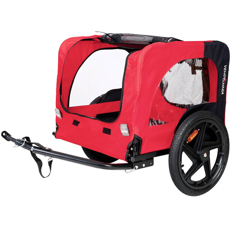HKM-0681277 Foldable Pet Bicycle Trailer with Reflectors for Small and Large Dogs - Adjustable, Weather-Resistant Design