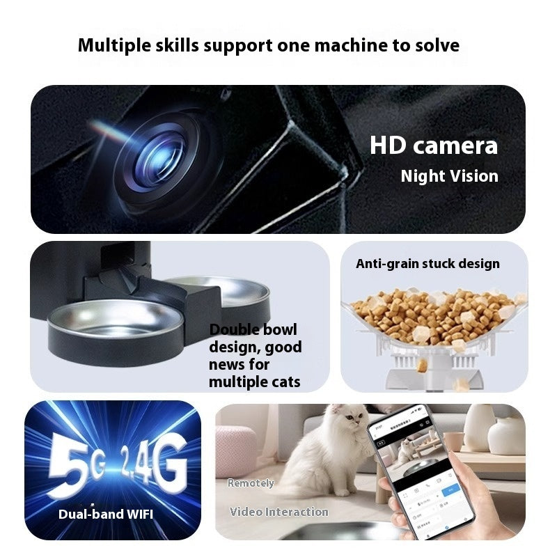 HKM-0681405 Intelligent Automatic Pet Feeder with Remote Video and Large Capacity for Dogs and Cats