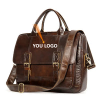 HKM-068179 Vintage Men's Genuine Leather Shoulder Laptop Bag, Business Briefcase for Professionals