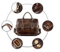 HKM-068179 Vintage Men's Genuine Leather Shoulder Laptop Bag, Business Briefcase for Professionals
