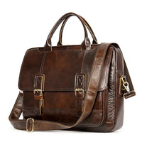 HKM-068179 Vintage Men's Genuine Leather Shoulder Laptop Bag, Business Briefcase for Professionals