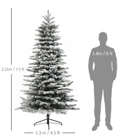 HKM-068243 7.5 ft Snow Flocked Pre-Lit Artificial Mountain Pine Christmas Tree with 500 LED Lights
