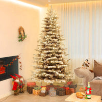 HKM-068243 7.5 ft Snow Flocked Pre-Lit Artificial Mountain Pine Christmas Tree with 500 LED Lights