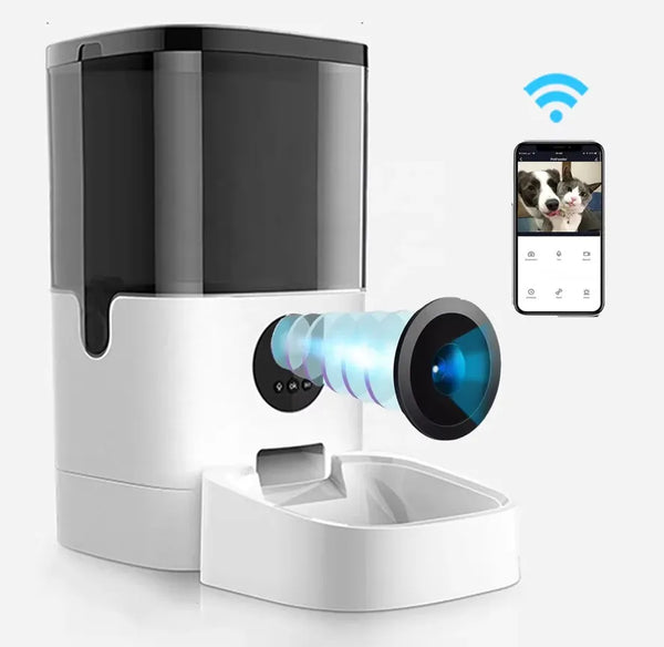 HKM-068243 Smart Wi-Fi Pet Feeder with Camera and App Control for Timed Meal Dispensing
