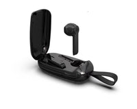 HKM-068371 Clamshell Bluetooth Earplugs with Call Function and Voice Control - Portable Stereo Earphones in Black and White