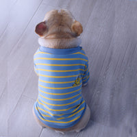 HKM-0683965 French Striped T-Shirt Sweater for Dogs in Pink Green, Yellow Blue, and Blue Yellow - Multiple Sizes Available