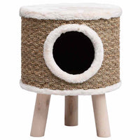 HKM-0686653 Cozy Cat Tree with Wooden Legs and Seagrass Scratching Mat - 41 cm