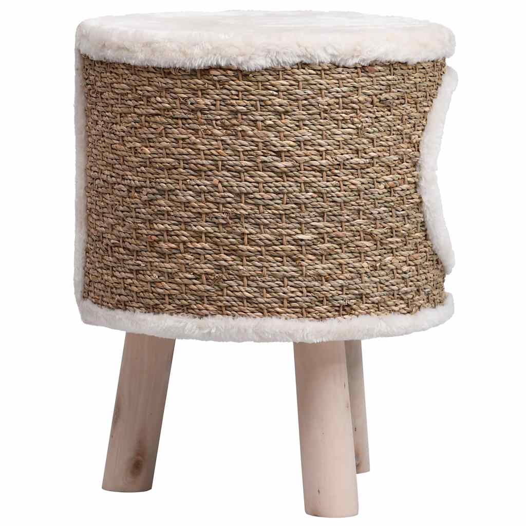 HKM-0686653 Cozy Cat Tree with Wooden Legs and Seagrass Scratching Mat - 41 cm