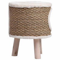 HKM-0686653 Cozy Cat Tree with Wooden Legs and Seagrass Scratching Mat - 41 cm