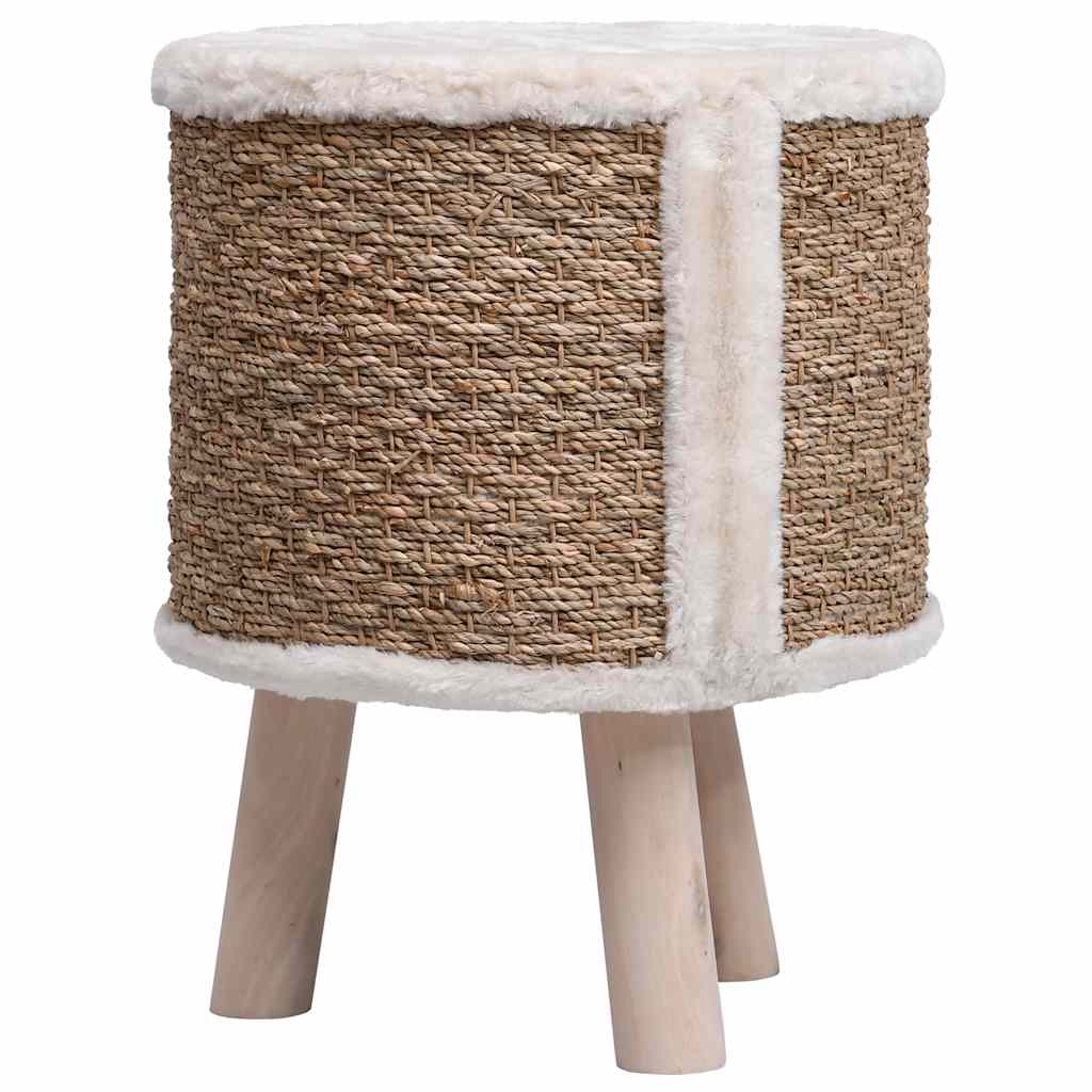 HKM-0686653 Cozy Cat Tree with Wooden Legs and Seagrass Scratching Mat - 41 cm