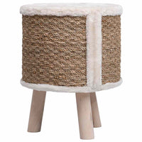 HKM-0686653 Cozy Cat Tree with Wooden Legs and Seagrass Scratching Mat - 41 cm