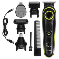 HKM-068691 Rechargeable 5-in-1 Household Electric Clippers with Multi-Cutter Heads and Accessories