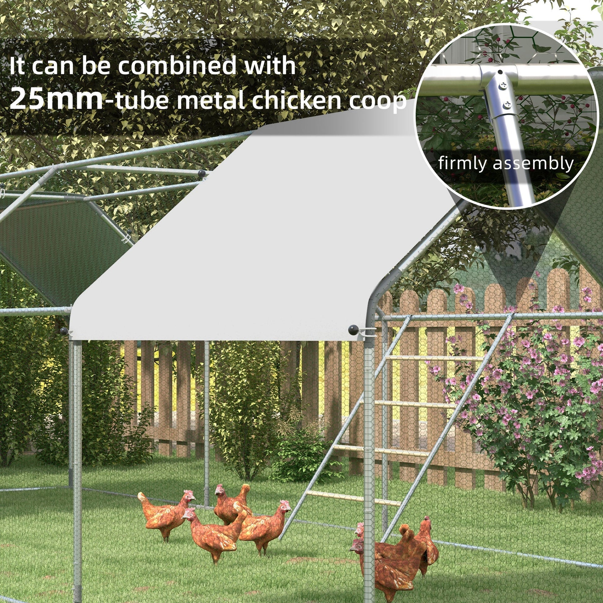 HKM-0687037 Multi-Tiered Chicken Roosting Ladder - Galvanized Steel & Wood, 55" x 33.75"
