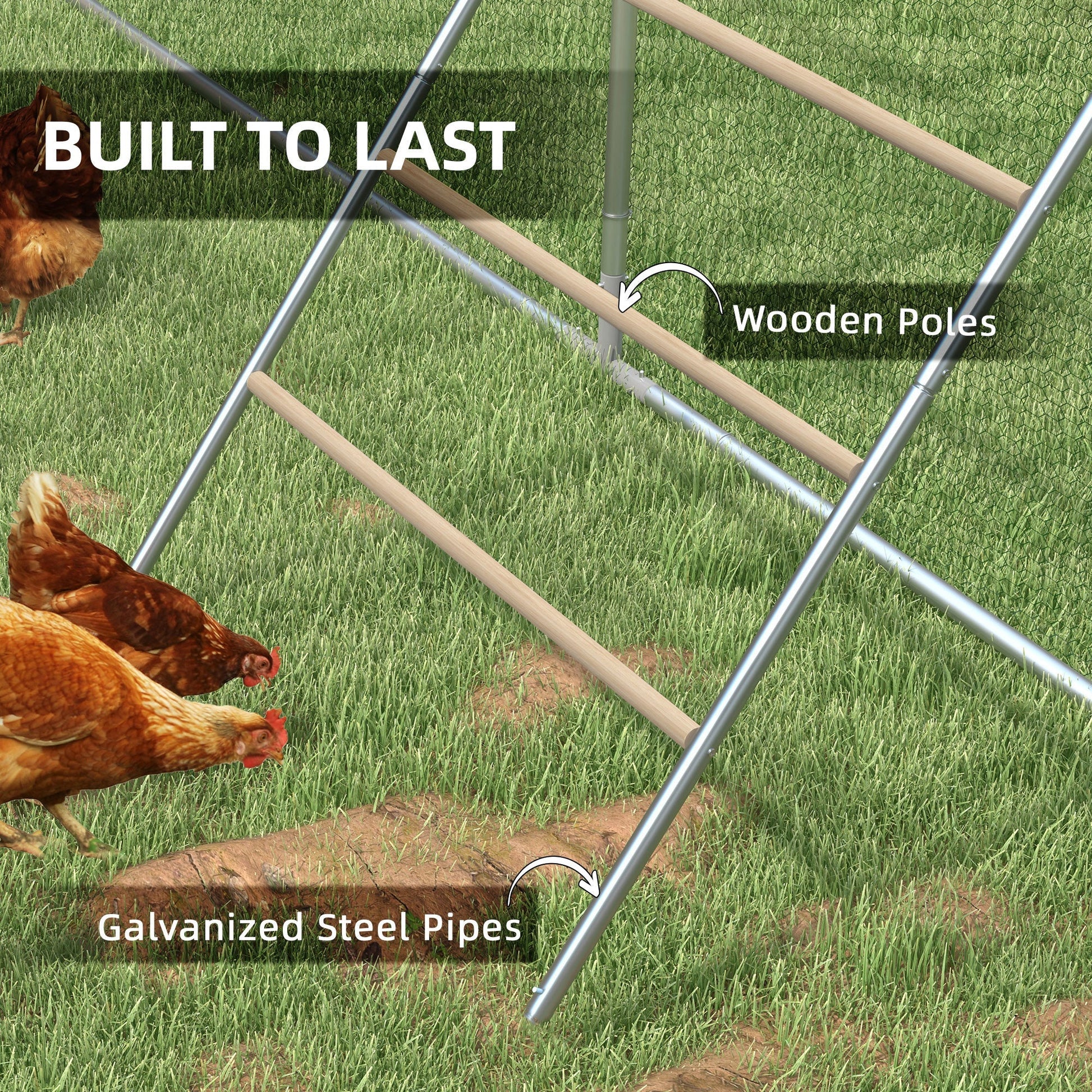 HKM-0687037 Multi-Tiered Chicken Roosting Ladder - Galvanized Steel & Wood, 55" x 33.75"
