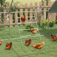 HKM-0687037 Multi-Tiered Chicken Roosting Ladder - Galvanized Steel & Wood, 55" x 33.75"