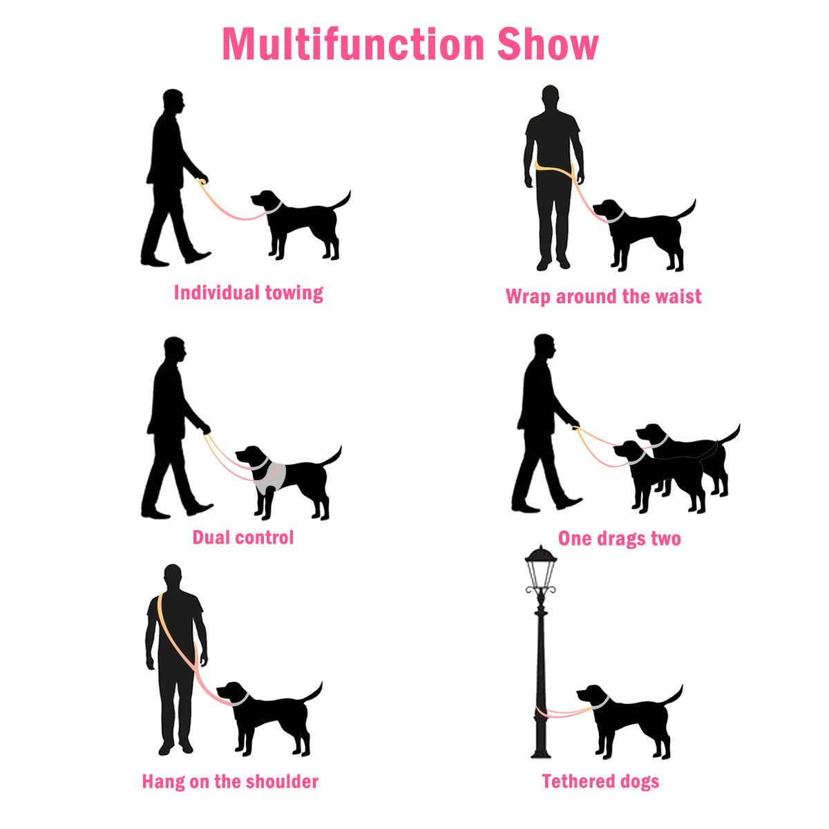 HKM-0687165 Multi-Purpose Reflective Nylon Pet Walking Rope for Dogs and Cats