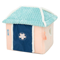 HKM-0687421 Removable and Washable Cat House with Thick Reversible Cushion - Indoor Cat Villa in Tibetan Blue or Green