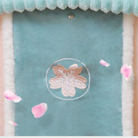 HKM-0687421 Removable and Washable Cat House with Thick Reversible Cushion - Indoor Cat Villa in Tibetan Blue or Green