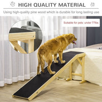 HKM-0688829 Dog Bed Ramp with Non-Slip Surface and Sturdy Wooden Construction, 74" x 16" x 25"