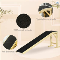 HKM-0688829 Dog Bed Ramp with Non-Slip Surface and Sturdy Wooden Construction, 74" x 16" x 25"
