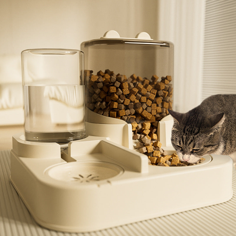 HKM-0689213 White Plastic Cat Feeder with Large 4000ML Capacity for Pet Dining