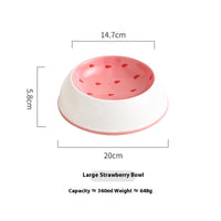 HKM-0689341 Ceramic Cat Bowl with Non-Slip Design for Water and Food ¨C Watermelon, Orange, Strawberry Patterns