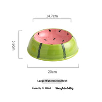 HKM-0689341 Ceramic Cat Bowl with Non-Slip Design for Water and Food ¨C Watermelon, Orange, Strawberry Patterns